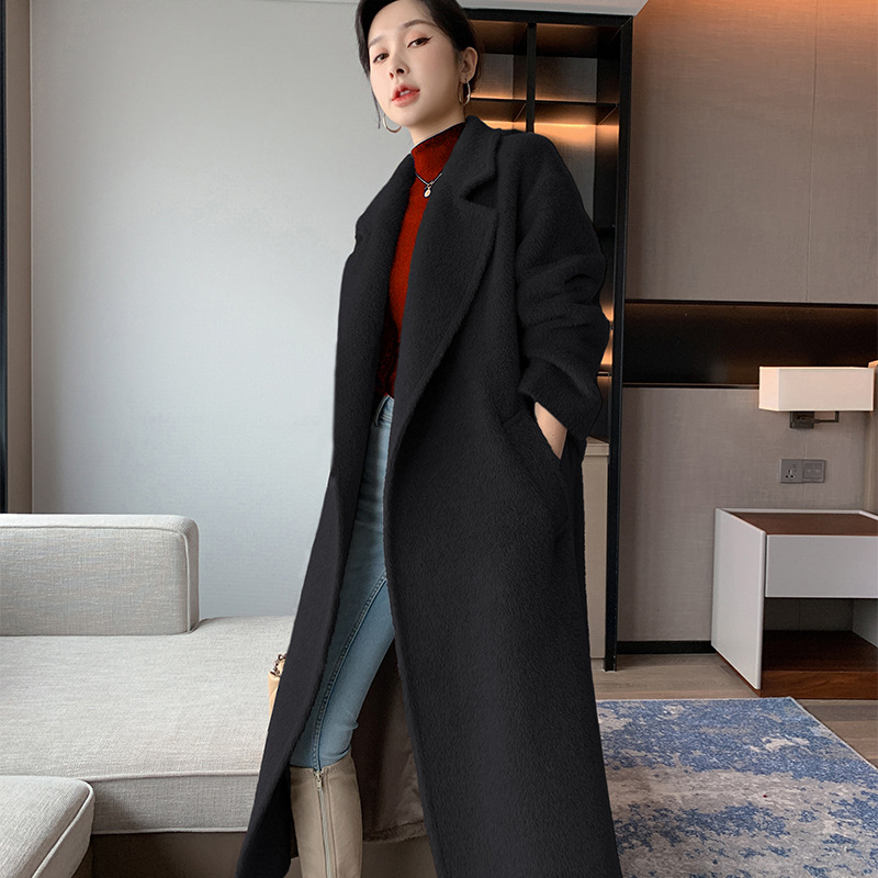 高品质秘鲁羊驼苏力羊绒大衣中长款新款冬天保暖毛呢外套女