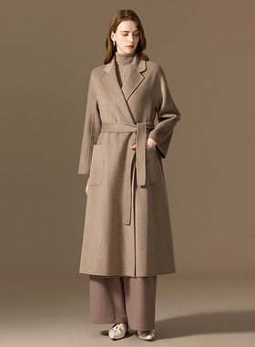 100纯山羊绒双面羊绒大衣女长款秋冬新款宽松经典Labbro毛呢外套