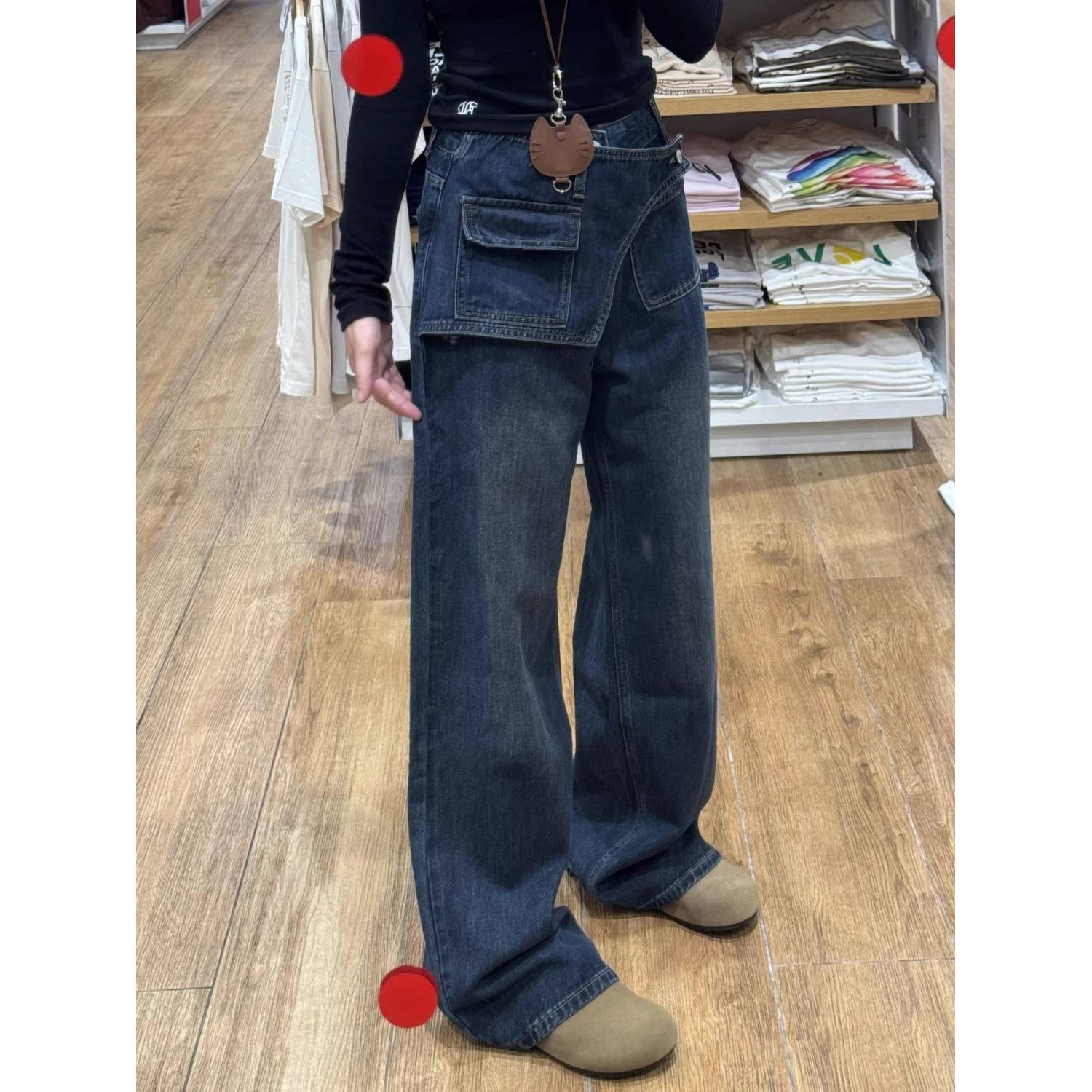 不规则屁帘牛仔裤女2025秋季新款