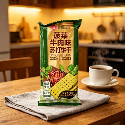 菠菜牛肉味苏打饼干代餐办公室下午茶休闲小零食独立小包装