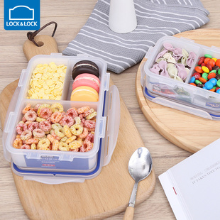 乐扣乐扣塑料保鲜盒PP材质微波炉加热饭盒带分格冰箱收纳盒水果盒