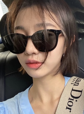 网红百搭偏光太阳镜女白色小脸