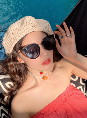 超酷大框显瘦墨镜女潮圆脸复古