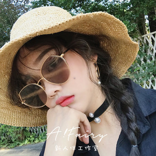 网红街拍女士偏光太阳眼镜新款 墨镜 潮款 圆脸防紫外线显瘦小脸时尚