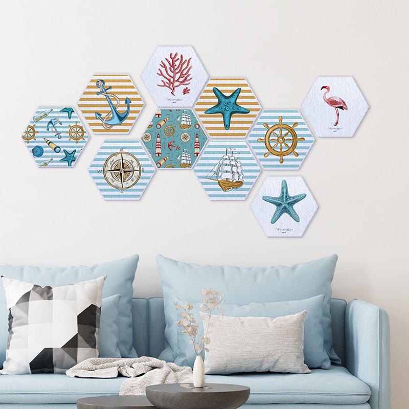 六边形毛毡墙面贴自粘照片遮丑装饰展示板留言客厅卧室免打孔无痕,家居饰品,软装墙贴,淘宝优惠券,粉丝福利购,淘宝优惠卷