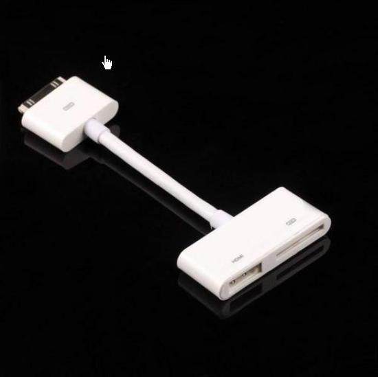 适用IPAD TO HDMI+30PIN 转接线IPAD1 2 3 4转换HDMI高清转接线