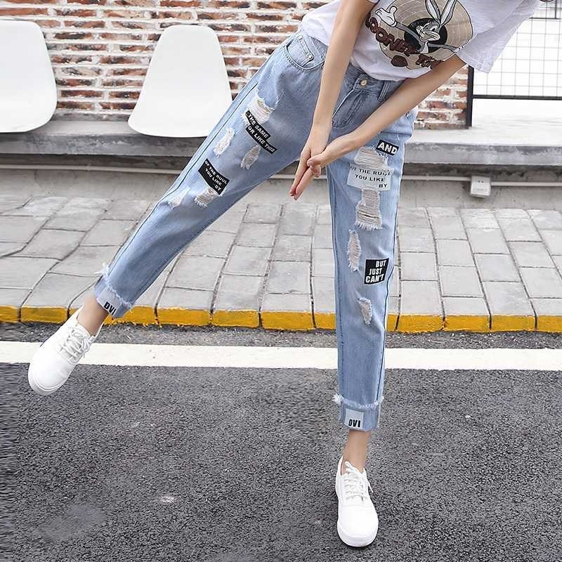 夏季薄款破洞牛仔裤九分裤子女土7分裤短裤韩版潮流宽松休闲修身在类目 女装/女士精品, 牛仔裤中 - 来自Buy2taobao.com提供专业的淘宝代购服务