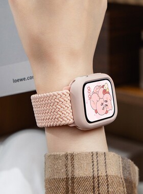 适用苹果尼龙表带Applewatch尼龙编织磁吸扣运动S11透气女表带男