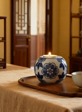 新中式青花瓷花鸟香氛摆件礼盒