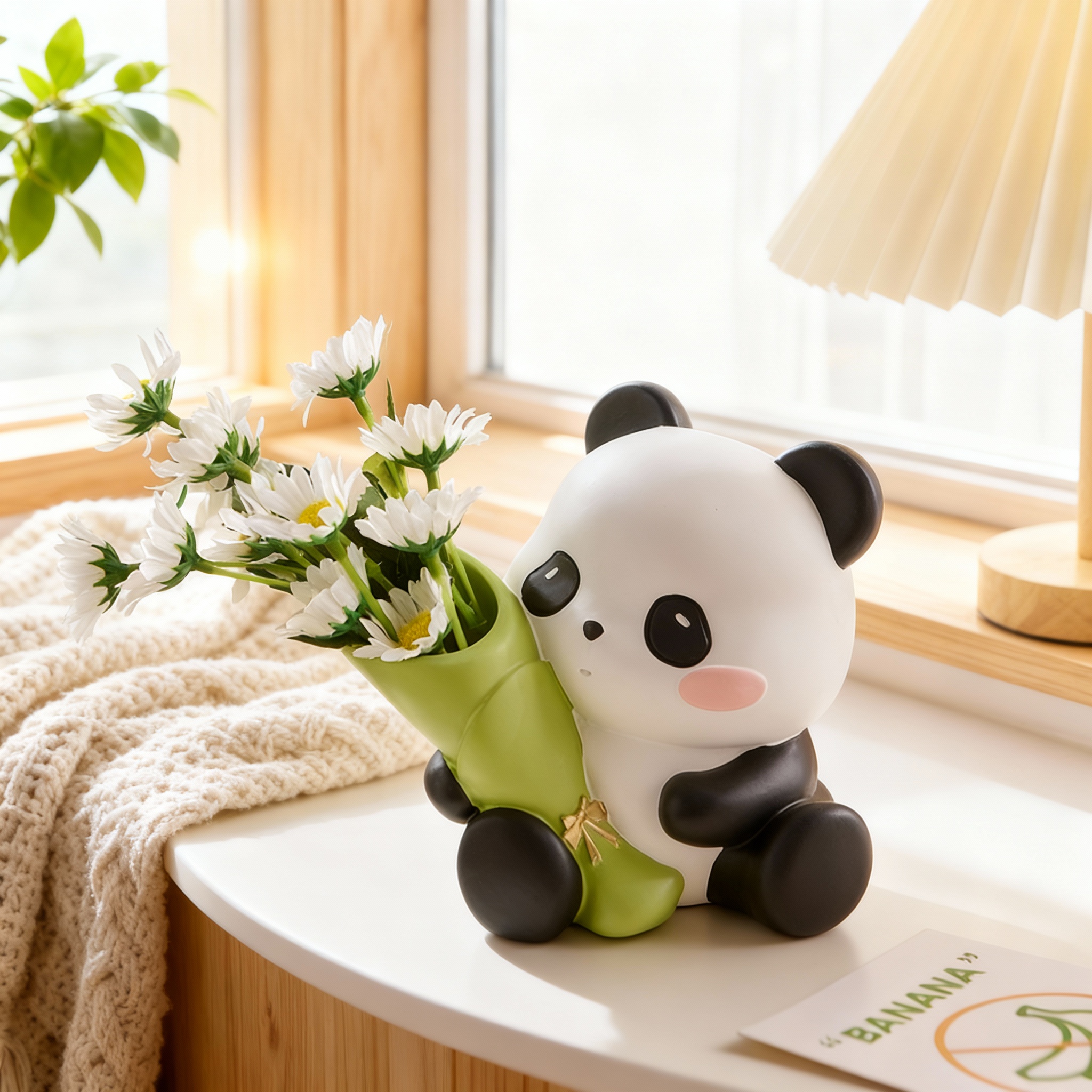 熊猫造型树脂桌面仪表台摆件