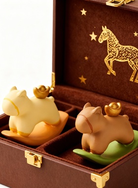 新中式树脂小马摆件礼盒乔迁送礼