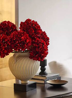 新中式手工陶瓷绣球花瓶摆件