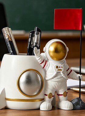 宇航员登月笔筒手机支架摆件