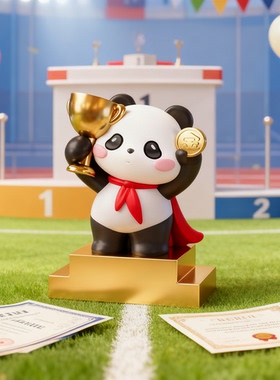 国潮熊猫树脂托特包桌面摆件