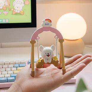 软萌治愈系卡通小熊摇摆摆件桌面装饰树脂工艺少女风治愈