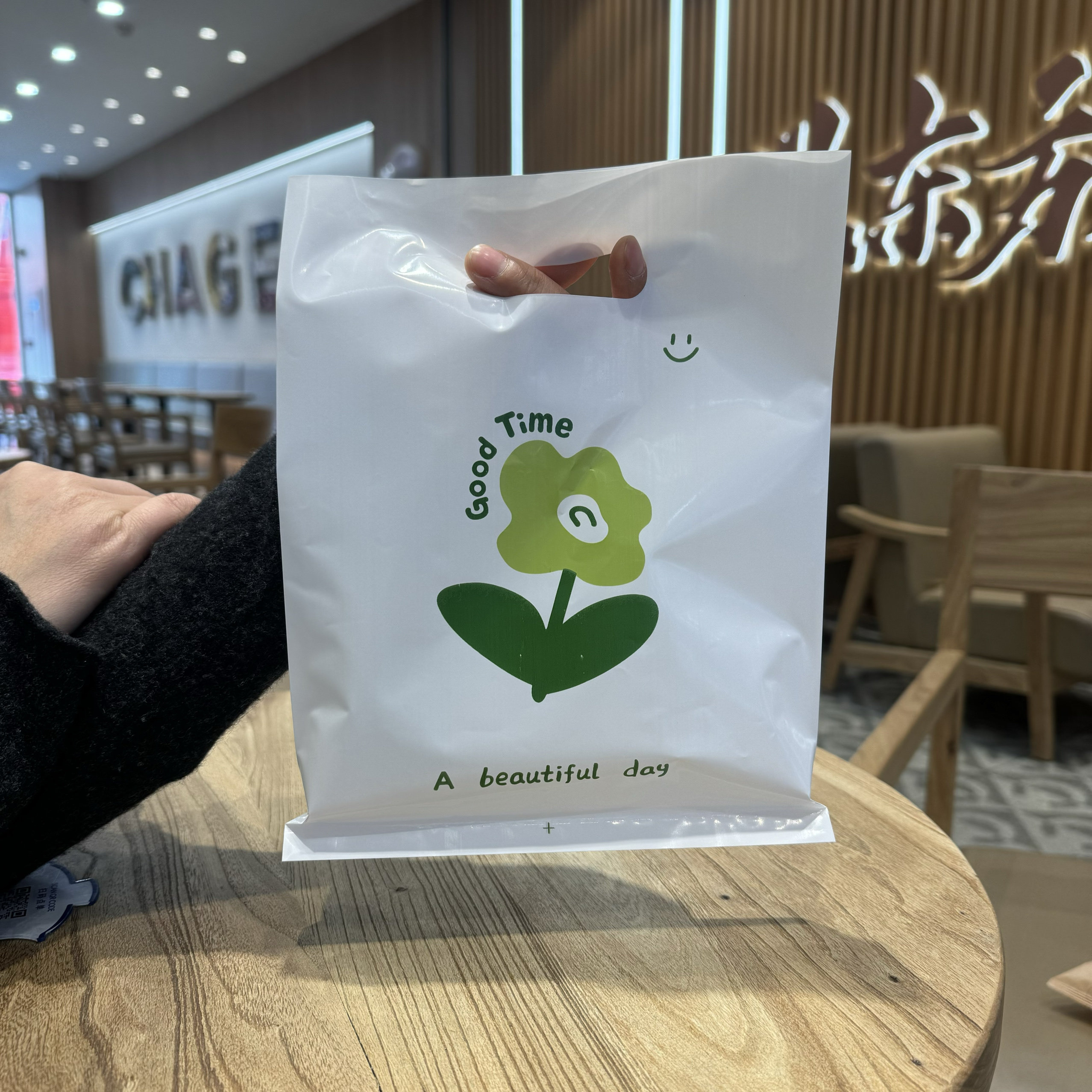 薄荷绿小花服装袋儿童饰品服装店手提塑料袋包装购物礼品定制批发
