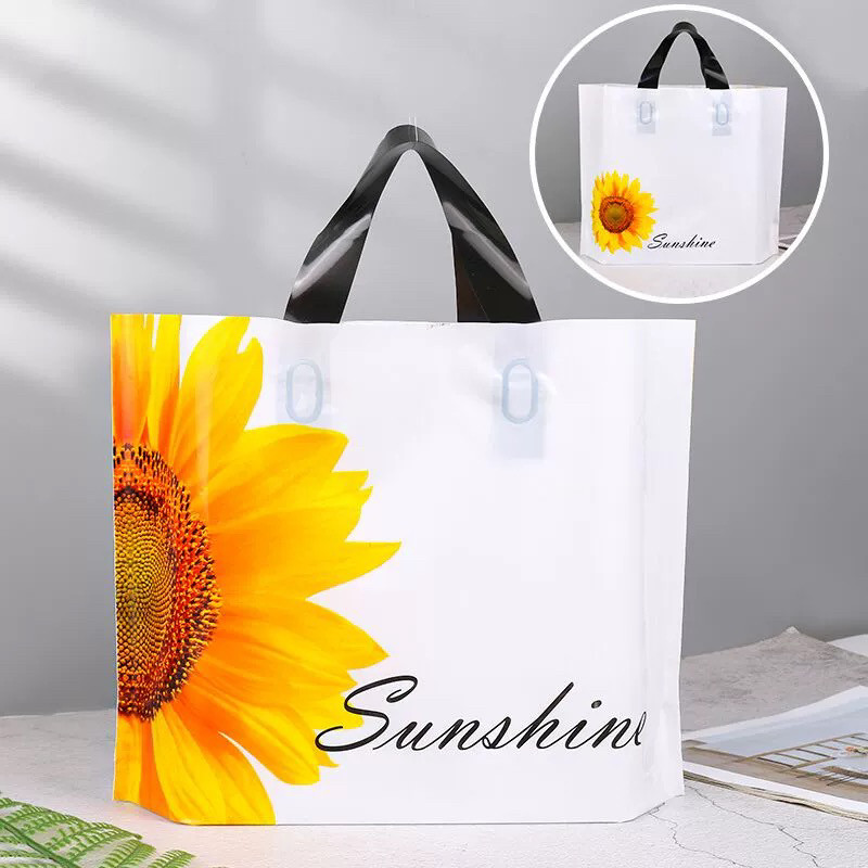 小清新磨砂小花手提袋服装店塑料袋高档购物袋定制女装手拎袋胶袋