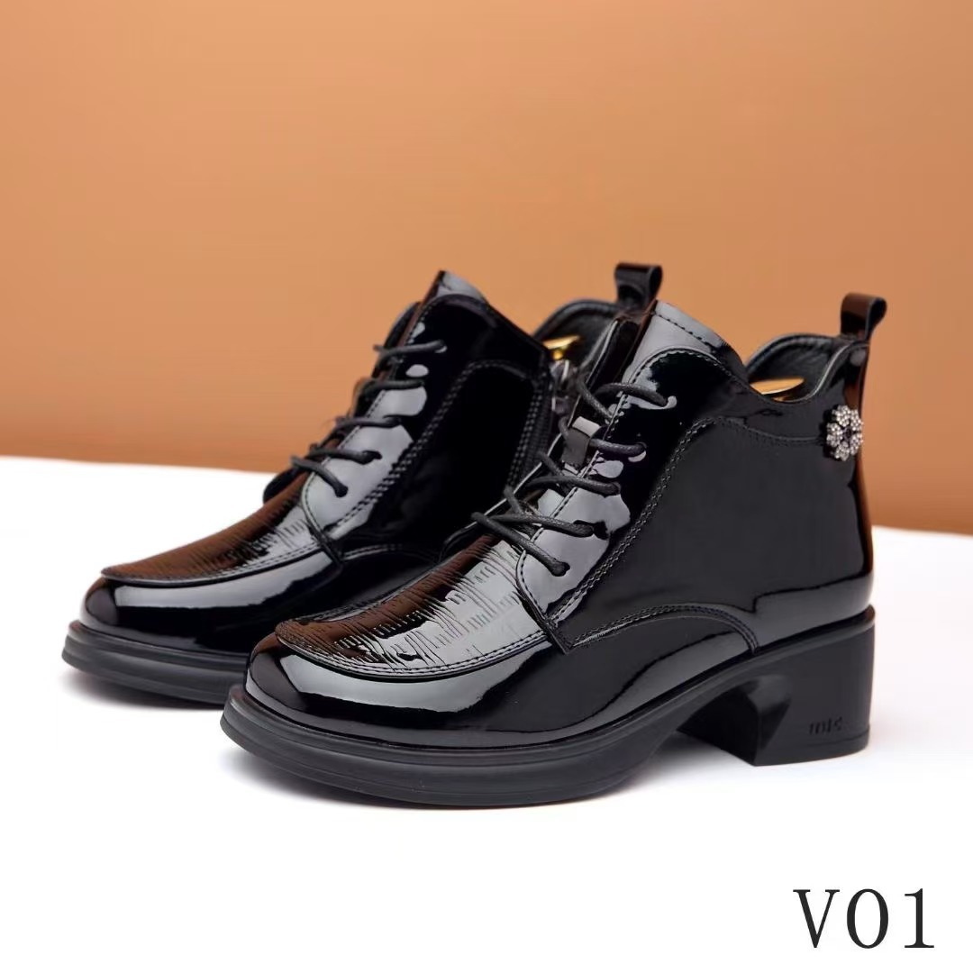 2025冬季亮面加绒妈妈短靴保暖