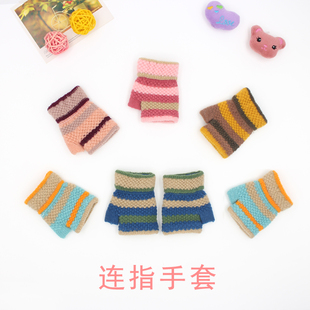 秋冬0-2岁宝宝连指手套婴儿幼儿半指爬行针织毛线可爱小童男女童