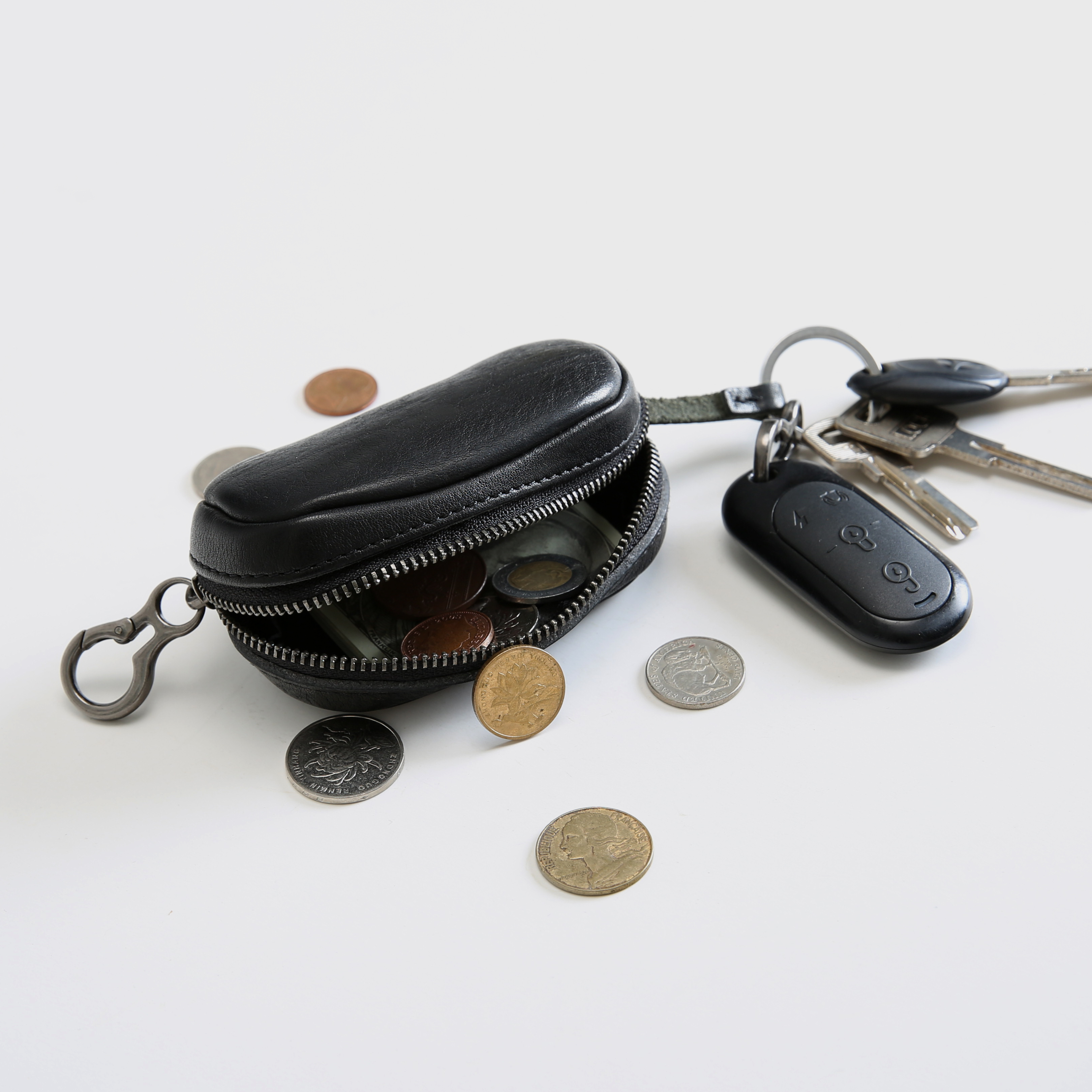 男士多功能植鞣頭層牛皮鑰匙包