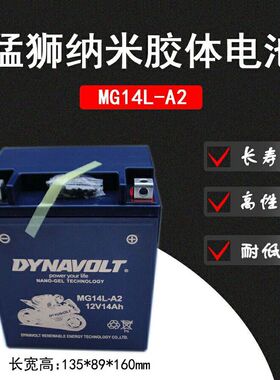正品嘉陵JH600摩托车专用胶体免维护蓄电池电瓶/YB14L-BS/12V14AH