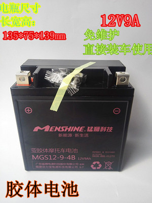 免维护摩托车电瓶蓄电池猛狮12v9A/YTX9-BS/YTX12-BS胶体电瓶