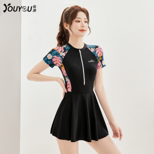 泳装 泡温泉游泳衣女款 遮肚显瘦连体女士保守大码 泳衣女2025新款