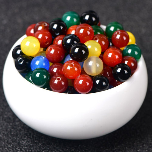 天然彩玛瑙半成品手工水晶珠子