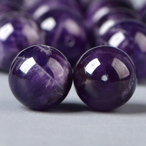 天然水晶梦幻紫散珠圆珠DIY配件