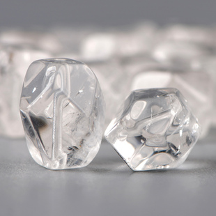 天然水晶白幽灵雪花随形散珠子DIY饰品配件材料串珠单珠珠子串珠