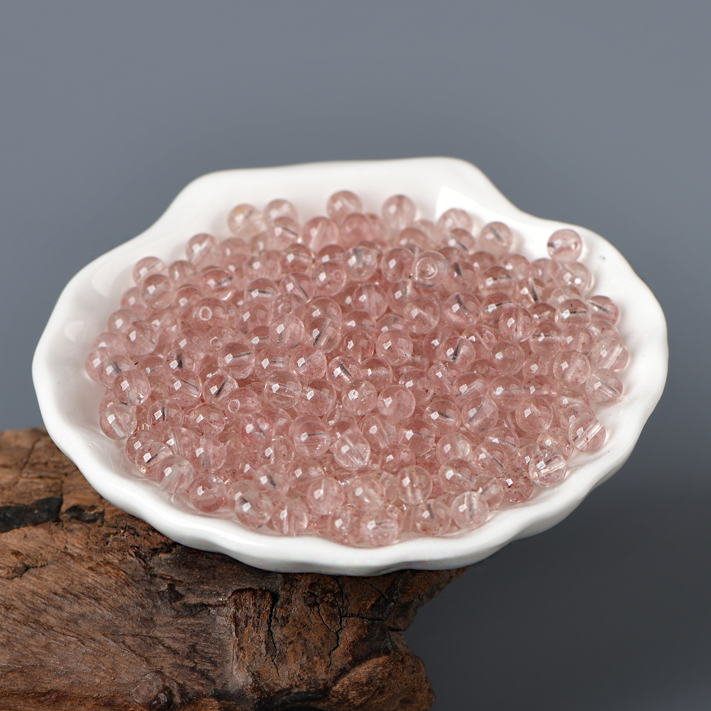 天然水晶白体草莓晶散珠子DIY