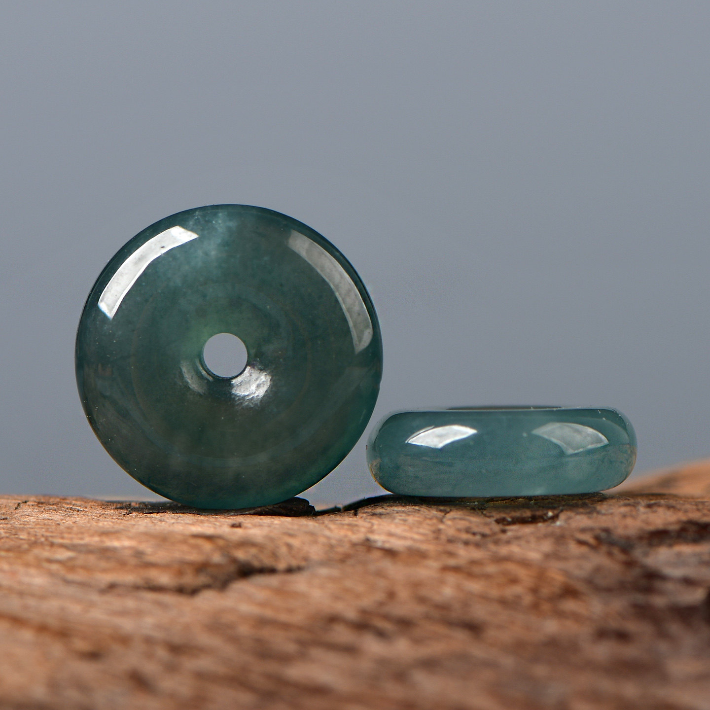 天然A货翡翠冰种蓝水平安扣diy串珠配珠手工饰品配件材料串珠