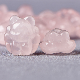 天然粉晶炸毛九尾狐通孔配件串饰手工diy手链散珠子配饰串珠饰品