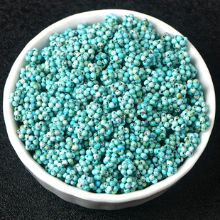 原矿天然绿松石手工编织花球diy手链项链串扣水晶饰品配件散珠子