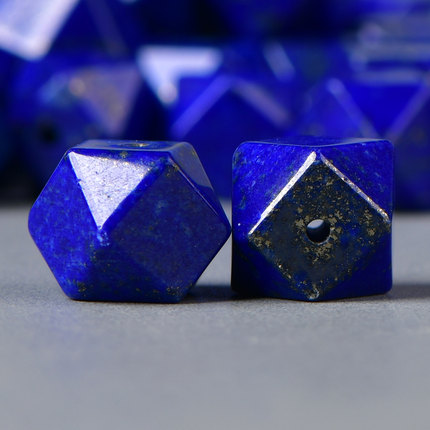 7A天然水晶青金石六棱珠散珠子DIY手工饰品配饰串珠单珠雕刻珠