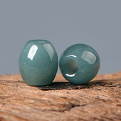 天然A货翡翠蓝水大孔桶珠diy串珠配珠手工饰品配件材料串珠