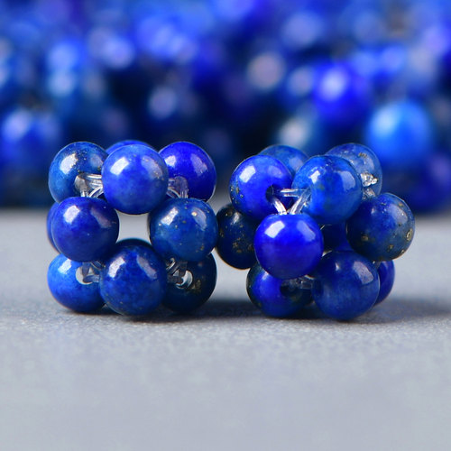 天然水晶青金石手工花球散珠子