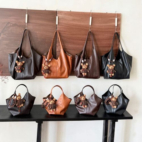 植鞣皮菜篮子手提包女2025新款百搭通勤单肩包大容量松弛感托特包