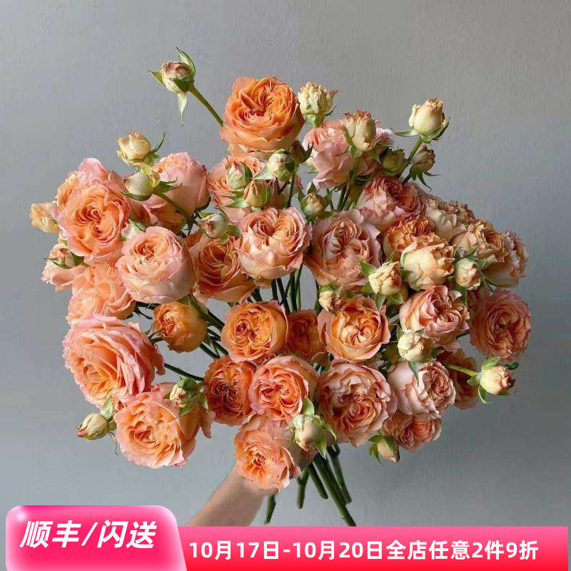 杏色蕾丝多头玫瑰蔷薇水养花束