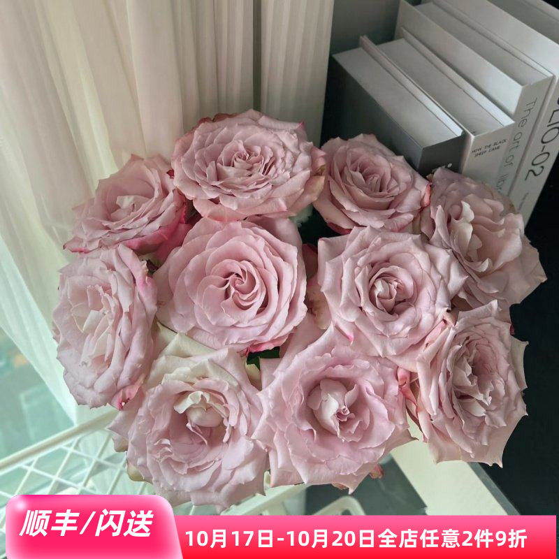 A级玫瑰复古大头花束礼盒同城花