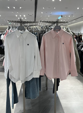 UR国内2025秋季女装简约日常通勤刺绣棉质开襟衬衫UYB250010