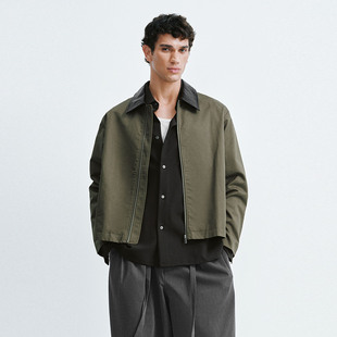 UR国内2025冬季男装休闲复古拼接翻领拉链夹克外套UMF150097