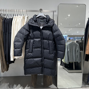UR国内2025冬季男装时尚连帽抽绳插袋长款羽绒服UMF150079
