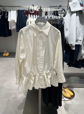 UR国内2025秋季女装流光风休闲纽扣抽褶开襟衬衫UYL250138