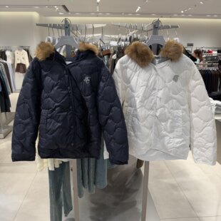UR国内2026冬季女装休闲连帽毛领假两件90绒羽绒服UYY160030