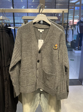 UR国内025冬季男装时尚趣味休闲刺绣V领针织开衫UUV950006