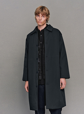 UR国内2025冬季男装流光风简约翻领排扣长款棉服UMM150023