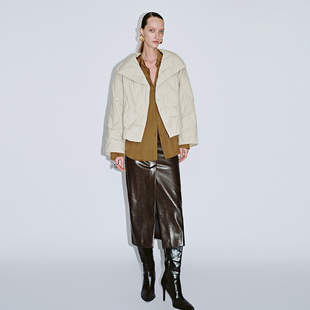 UR国内2025冬季女装时尚简约百搭插肩袖立领羽绒服UWG150053