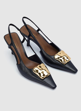 UR国内2025秋季女士时髦经典气质方头金属扣饰空鞋UAWS50108