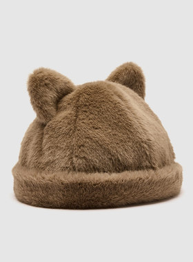 UR国内2025冬季新款女士潮流毛绒可爱猫耳瓜皮帽UAYA60037